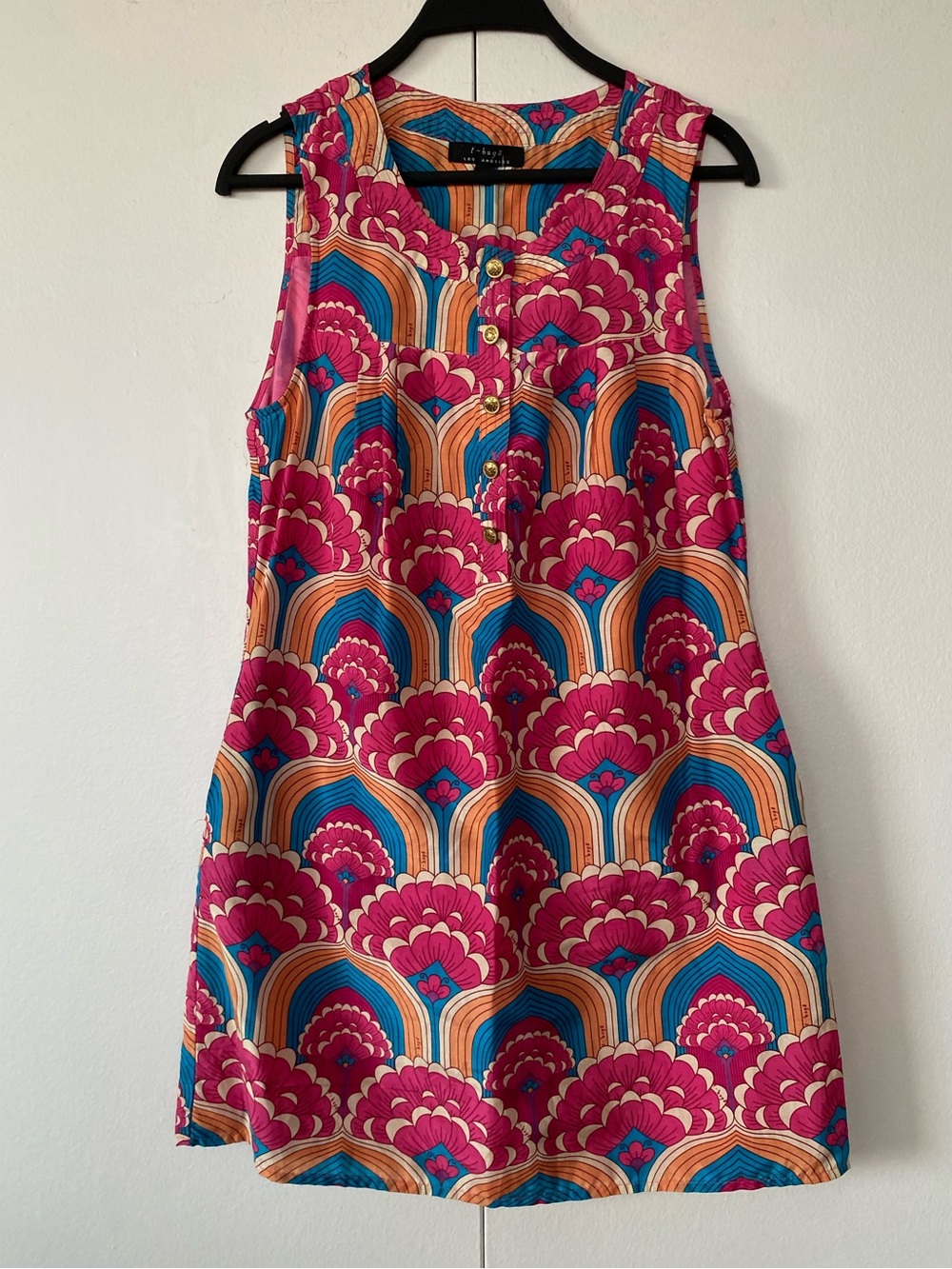 T-bags Silk Pink Lotus Dress 1960s vintage inspired